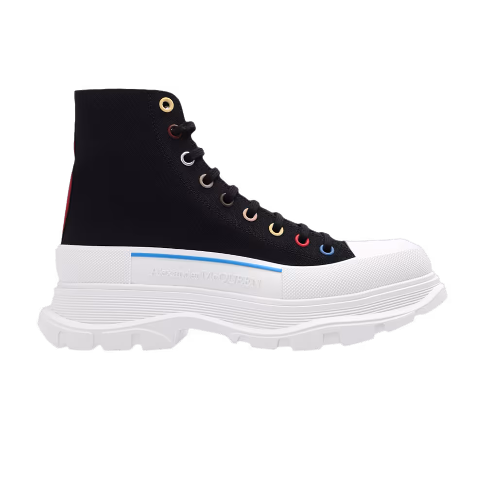 Alexander McQueen Tread Slick Boots Black Multi-Color Eyelets