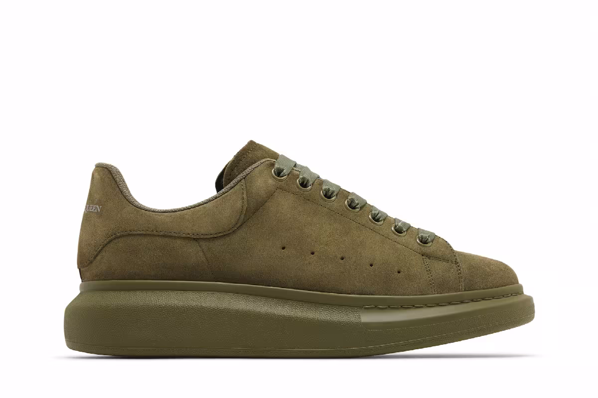 Alexander McQueen Oversized Sneaker Military Green Suede, view 2