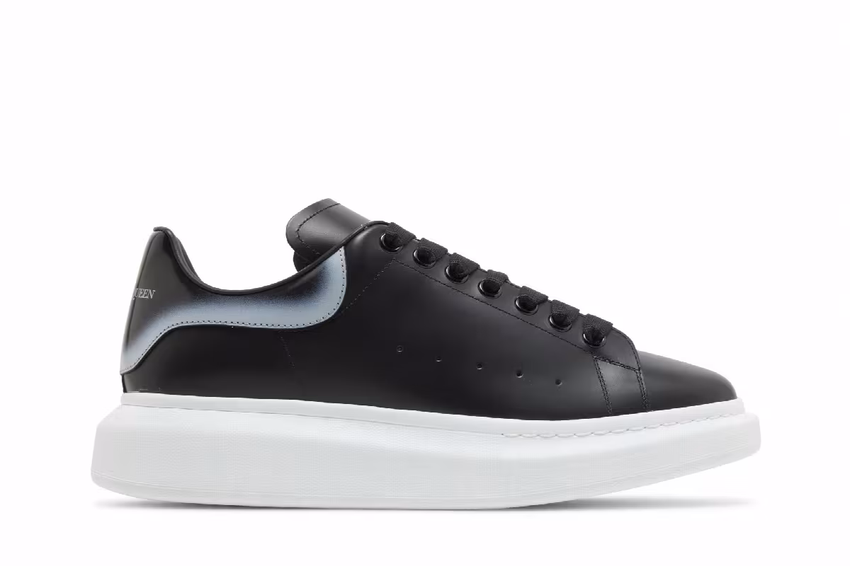 Alexander McQueen Oversized Sneaker Faded Heel - Black Silver, view 2