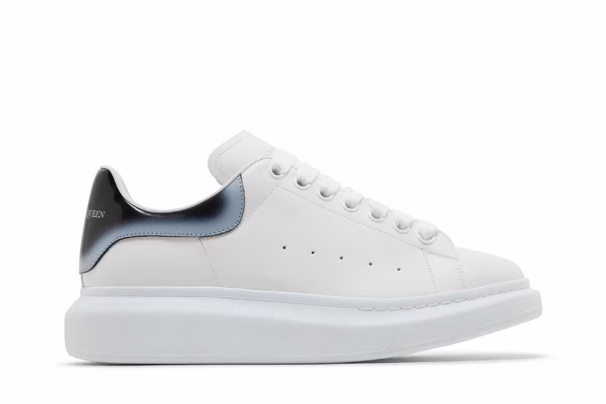 Alexander McQueen Oversized Sneaker Faded Heel - White Black Silver, view 2