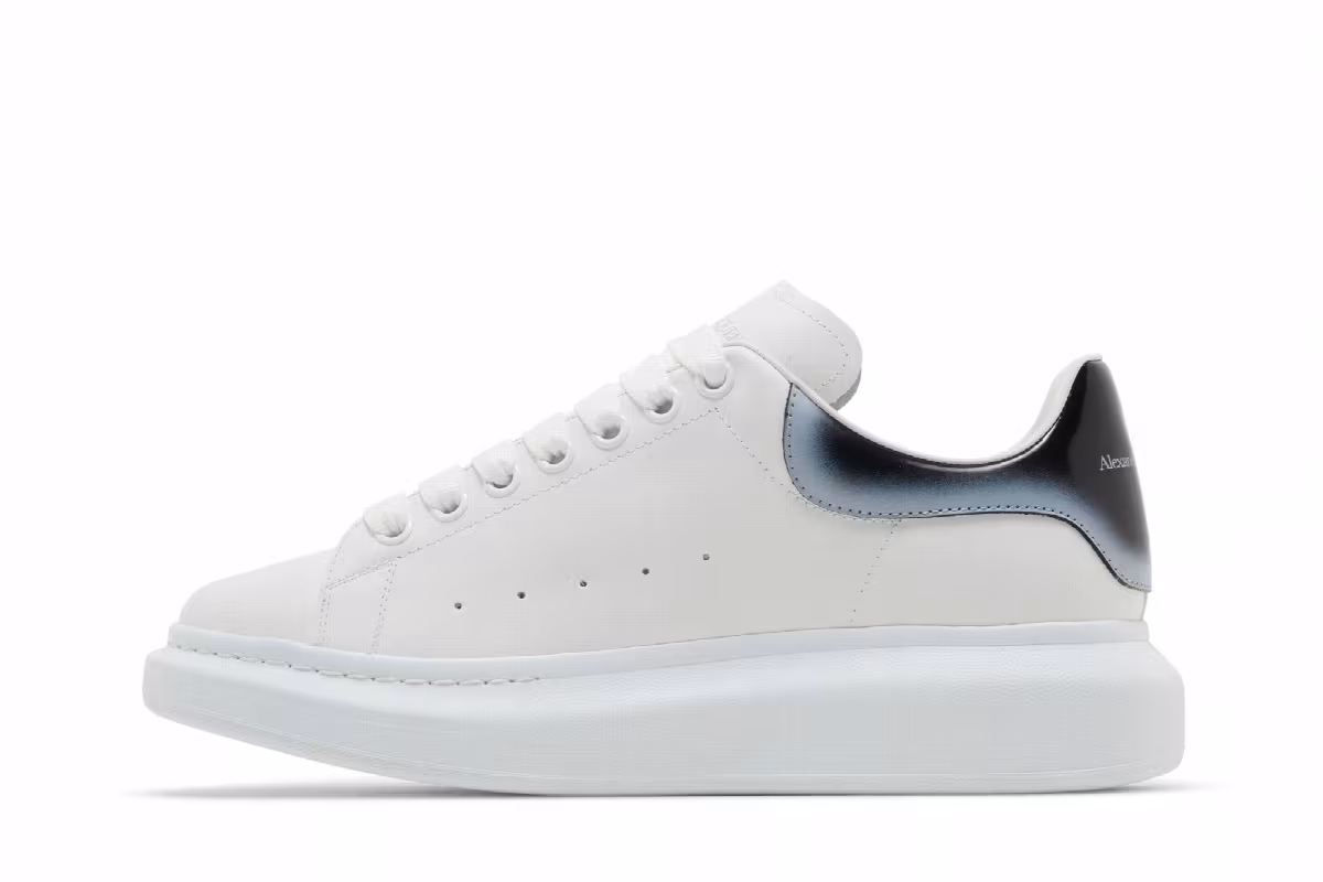 Alexander McQueen Oversized Sneaker Faded Heel - White Black Silver, view 4