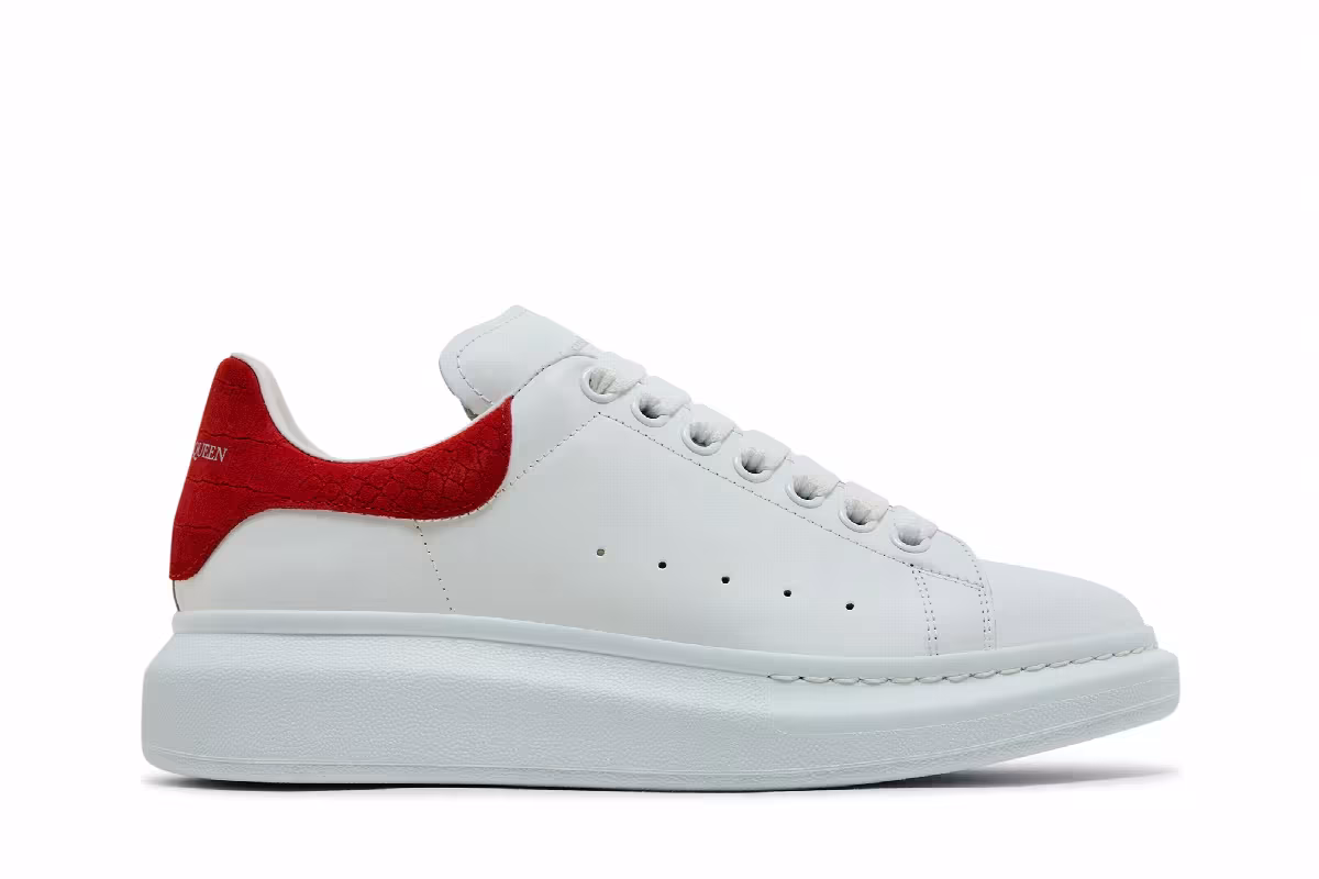 Alexander McQueen Oversized Sneaker White Red Reptile, view 2