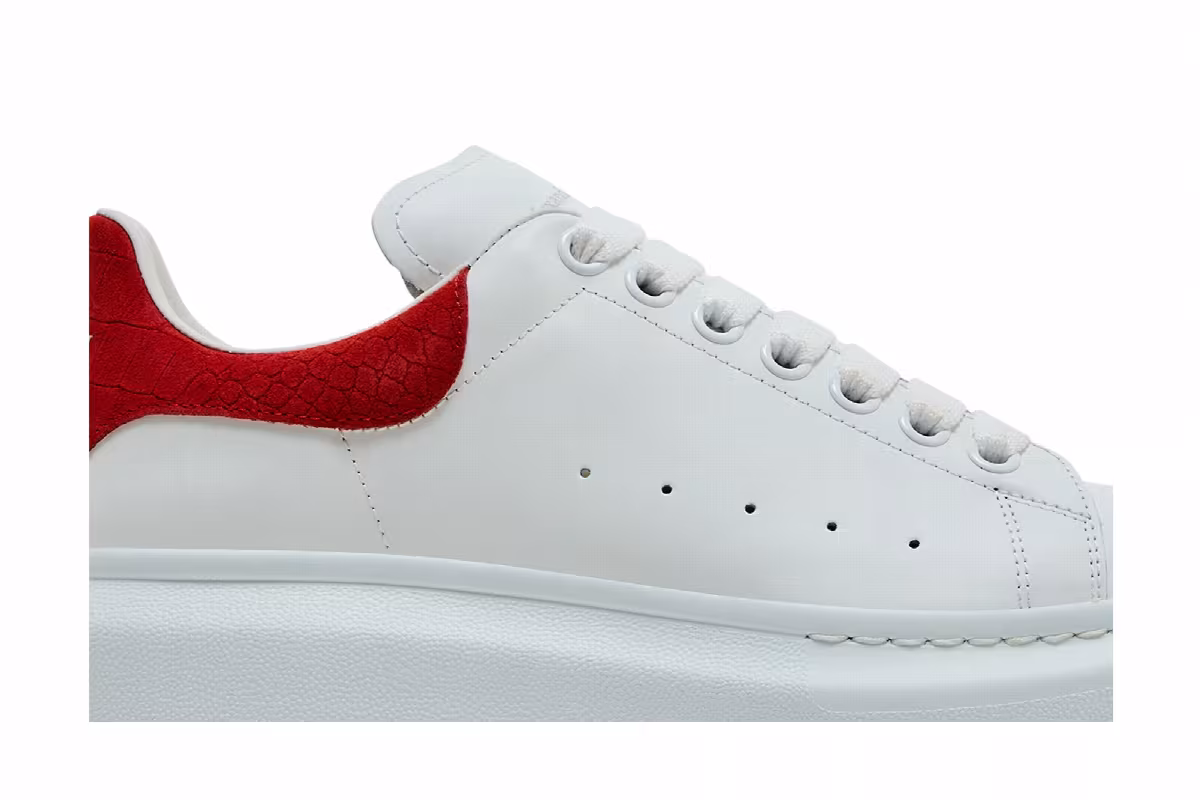Alexander McQueen Oversized Sneaker White Red Reptile, view 3