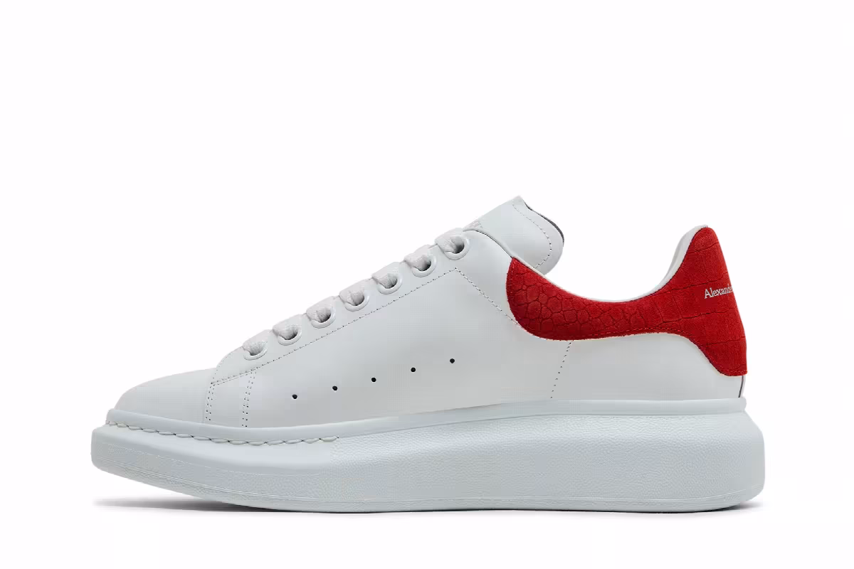 Alexander McQueen Oversized Sneaker White Red Reptile, view 4