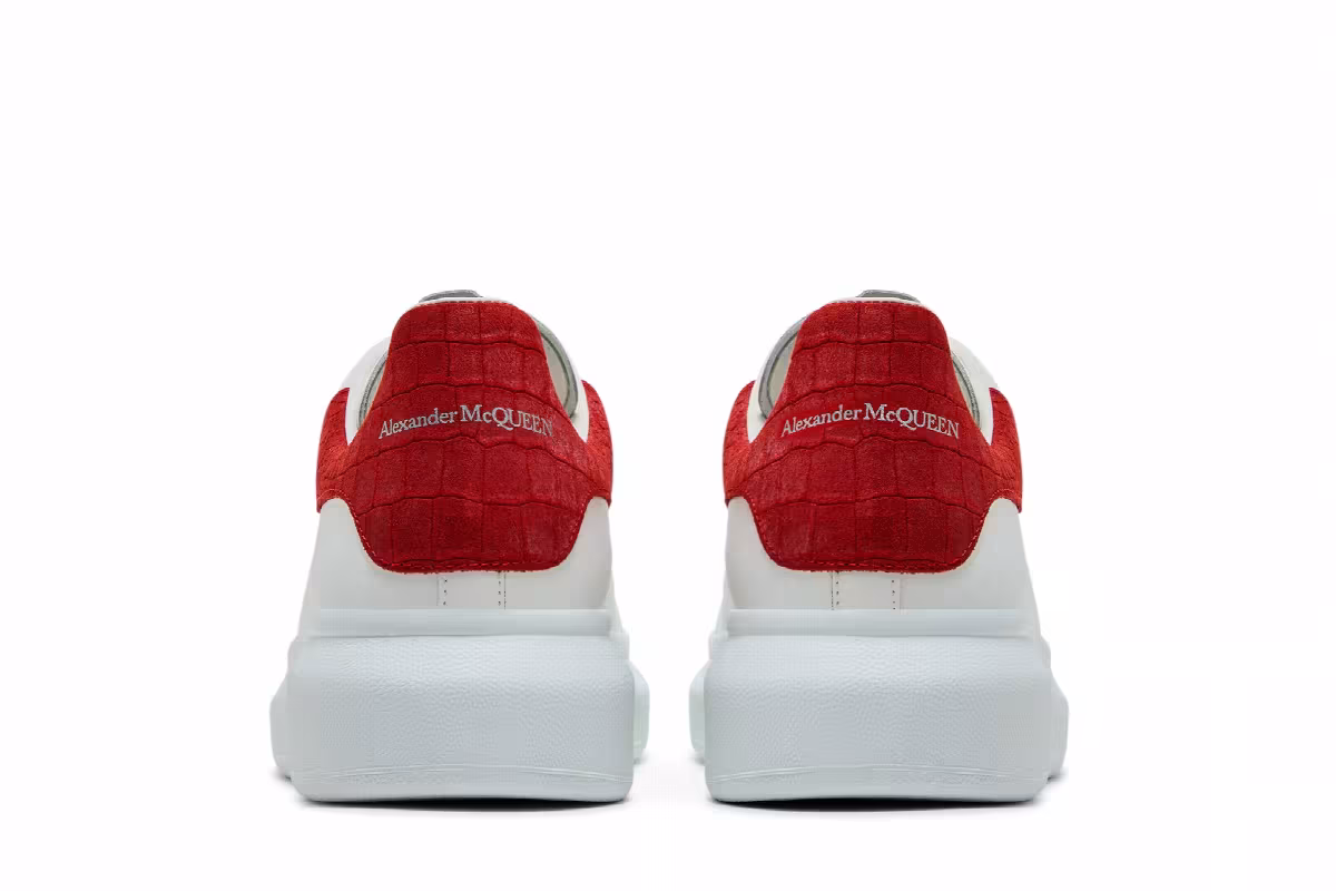 Alexander McQueen Oversized Sneaker White Red Reptile, view 7