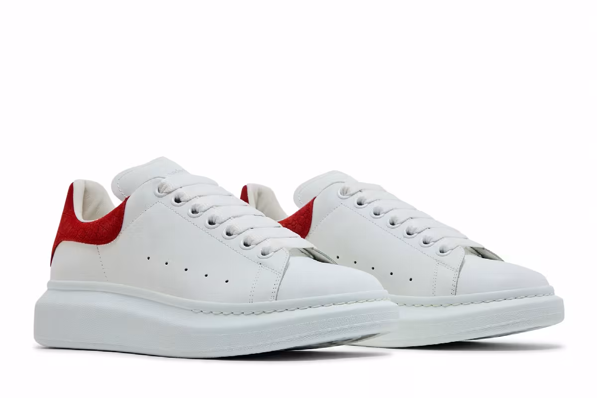 Alexander McQueen Oversized Sneaker White Red Reptile, view 9