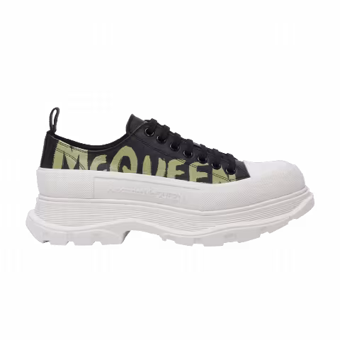 Alexander McQueen Tread Slick Lace Up 'Graffiti Logo - Black Khaki'