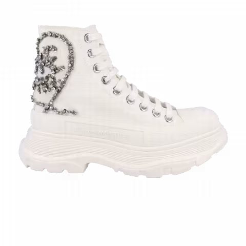 Alexander McQueen Wmns Tread Slick Boot 'White Silver Crystal'