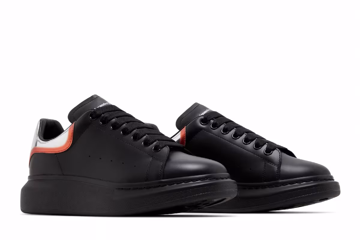 Alexander McQueen Oversized Sneaker Black Silver Welsh Red, view 9