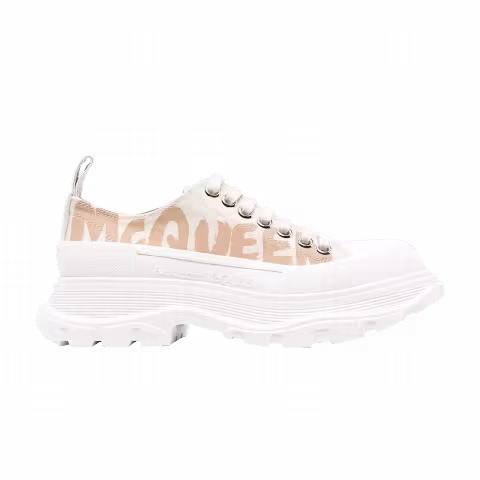 Alexander McQueen Wmns Tread Slick Lace Up 'McQueen Graffiti Logo - Beige'
