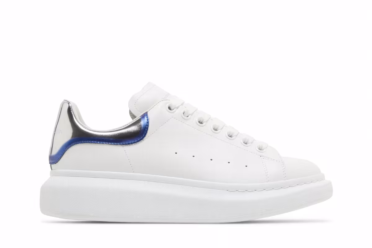 Alexander McQueen Oversized Sneaker White Silver Blue, view 2