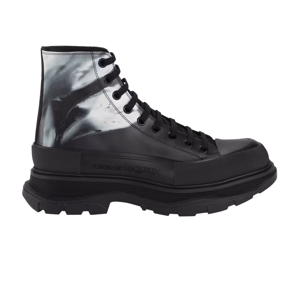 Alexander McQueen Tread Slick Boot Solarised Flower - Black