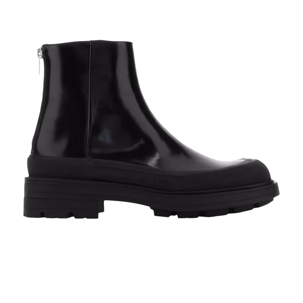 Alexander McQueen Tread Slick ZIpped Ankle Boot Black