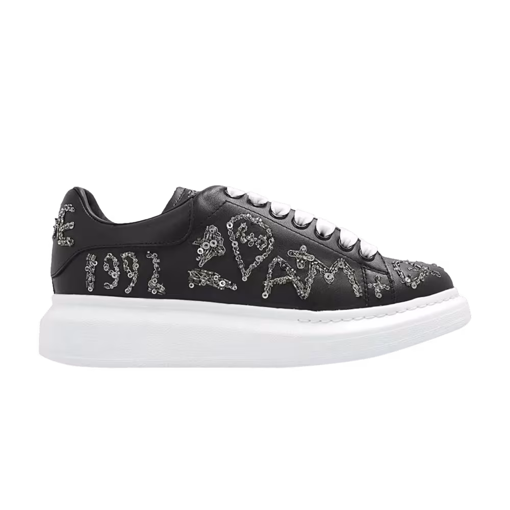 Alexander McQueen Women's Oversized Sneaker Black White Sequins