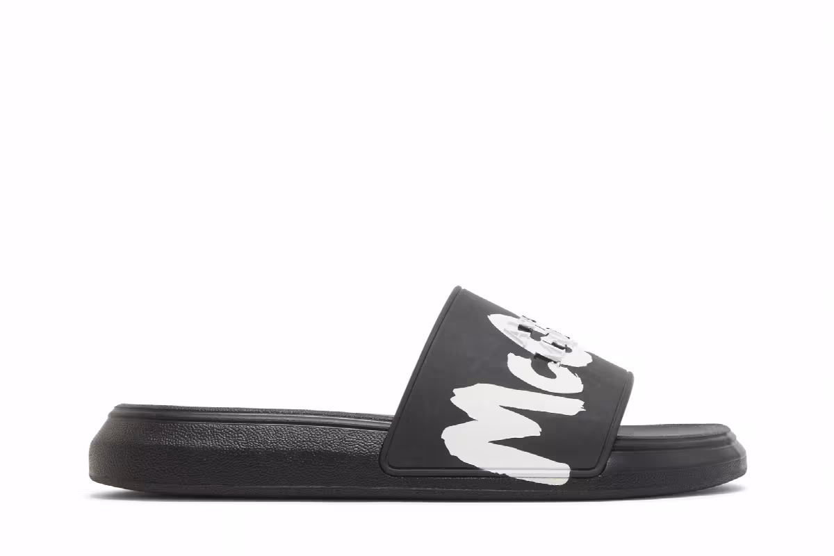 Alexander McQueen Rubber Pool Slide Graffiti - Black, view 2