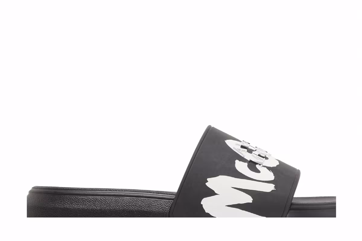 Alexander McQueen Rubber Pool Slide Graffiti - Black, view 3