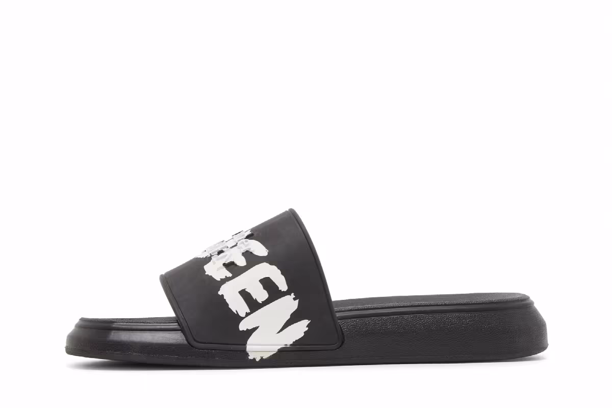 Alexander McQueen Rubber Pool Slide Graffiti - Black, view 4