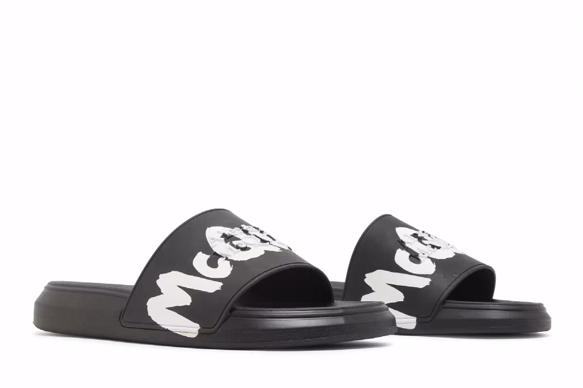 Alexander McQueen Rubber Pool Slide Graffiti - Black, view 9