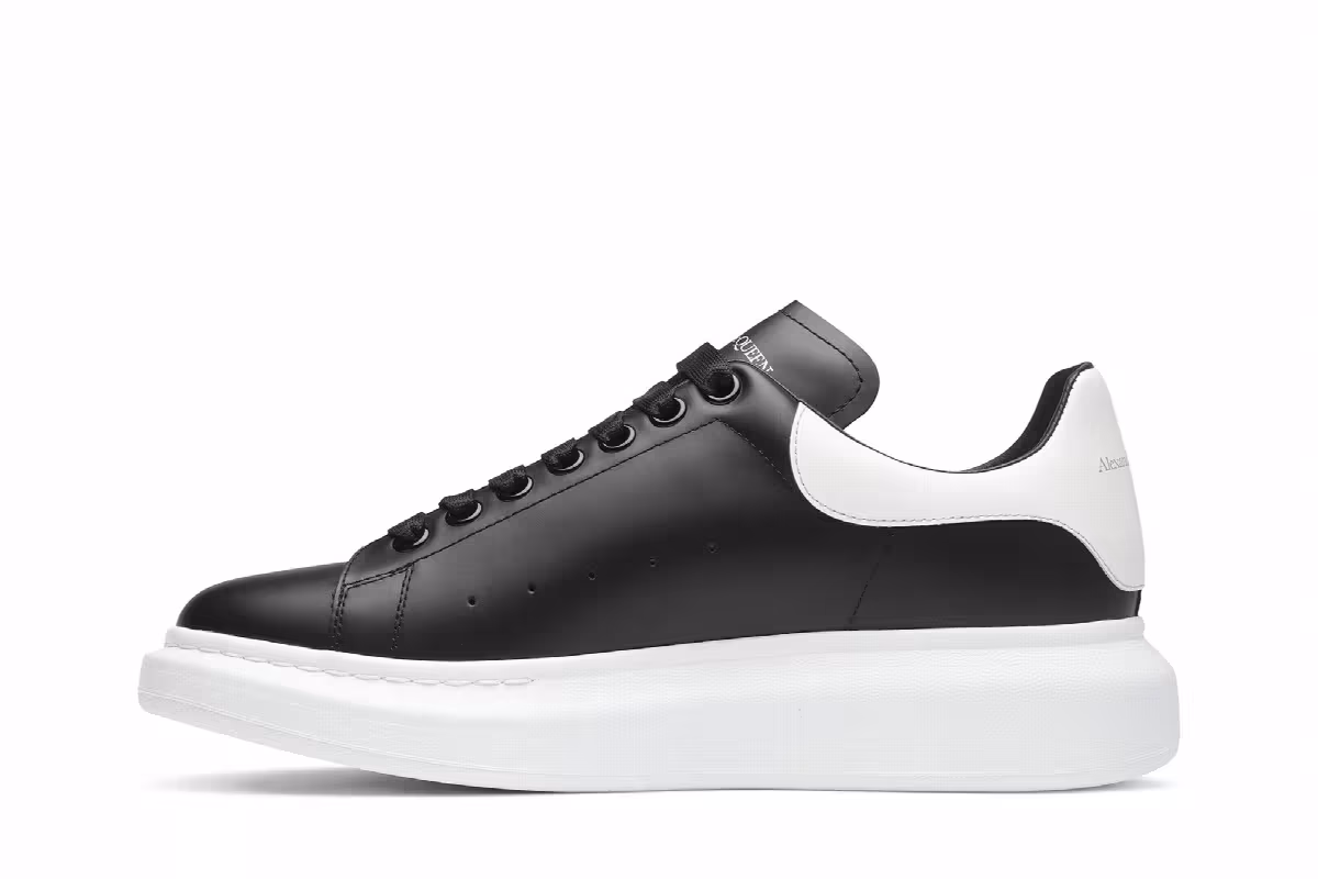 Alexander McQueen Women's Oversized Sneaker Black White, view 4