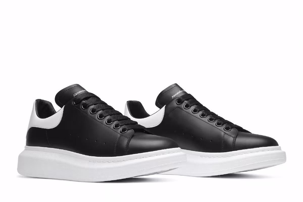 Alexander McQueen Women's Oversized Sneaker Black White, view 9