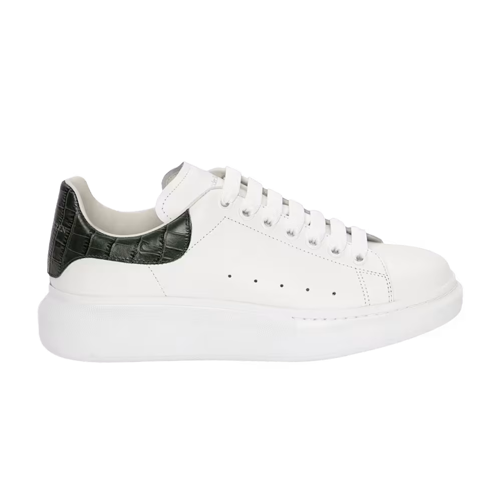 Alexander McQueen Oversized Sneaker White Forest Green Crocodile