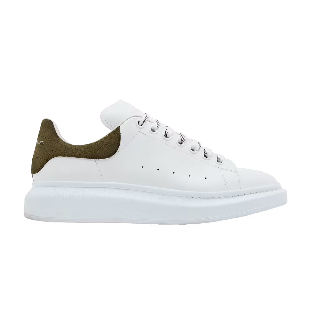 Alexander McQueen Oversized Sneaker White Khaki Crocodile