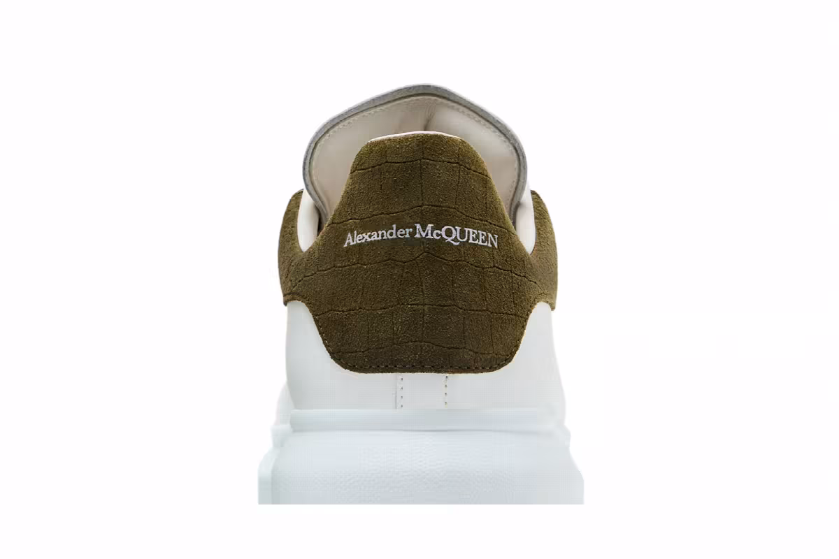 Alexander McQueen Oversized Sneaker White Khaki Crocodile, view 8