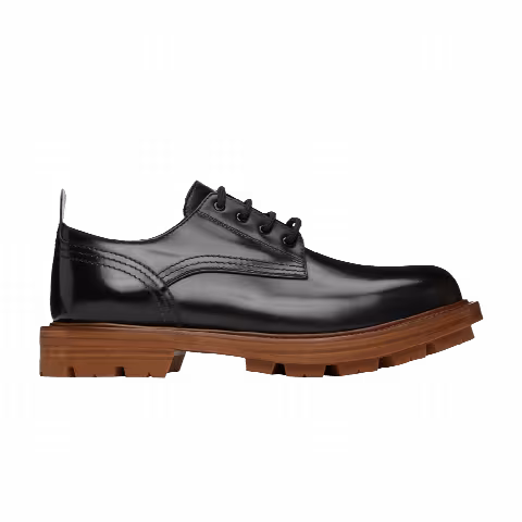 Alexander McQueen Shiny Derby Oxfords 'Black Brown'
