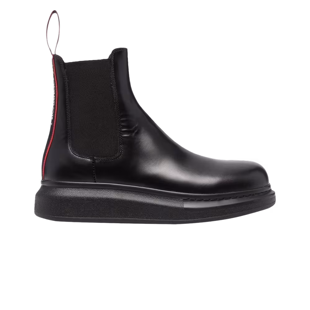 Alexander McQueen Hybrid Chelsea Boot Black Red