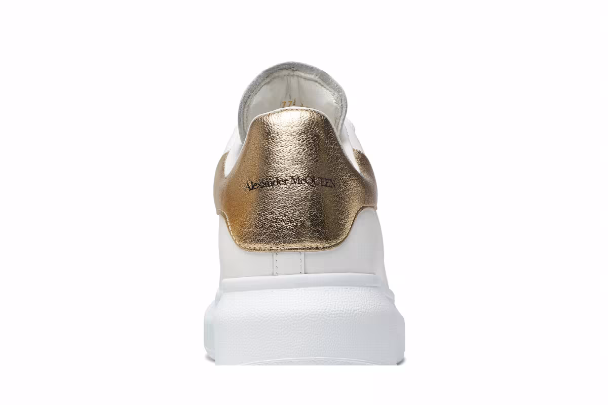 Alexander McQueen Women's Oversized Sneaker White Light Gold, view 8