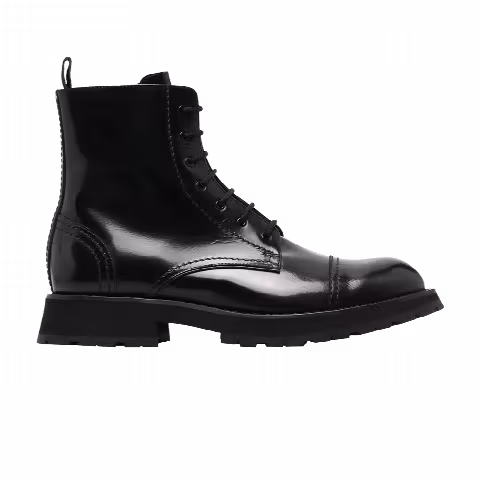 Alexander McQueen Lace-Up Cap Toe Ankle Boot 'Black'