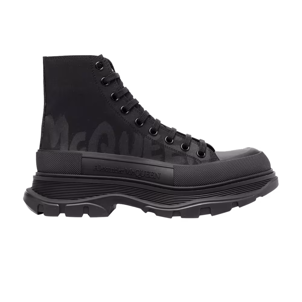 Alexander McQueen Tread Slick Boot Graffiti Logo - Black