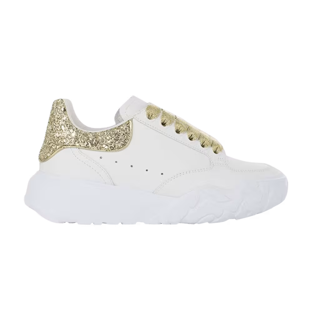 Alexander McQueen Women's Court Trainer White Gold Glitter