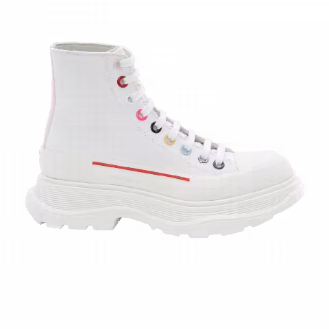 Alexander McQueen Wmns Tread Slick Boot 'White Multi-Colored Eyelets'
