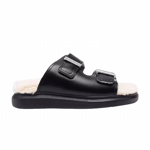 Alexander McQueen Wmns Oversized Hybrid Slide 'Shearling Black'