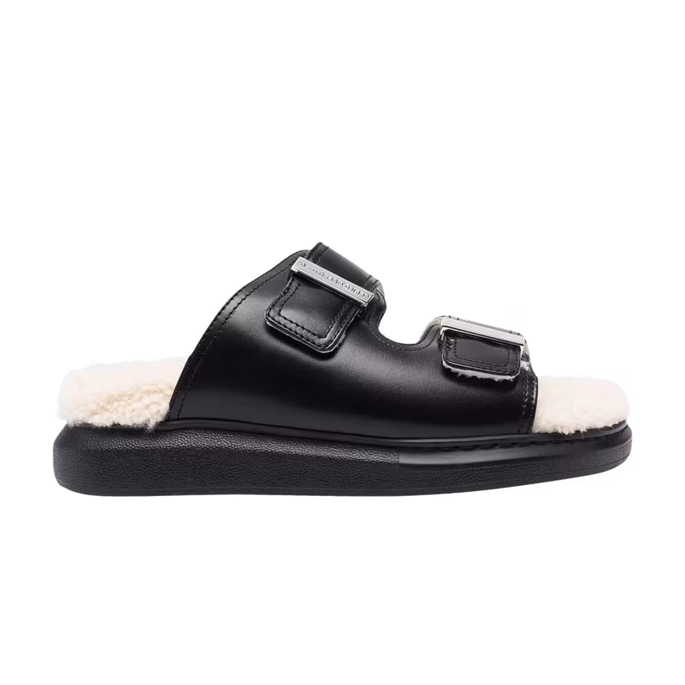 Alexander McQueen Women's Oversized Hybrid Slide Shearling Black