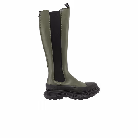 Alexander McQueen Wmns Tread Slick Knee High Boot 'Khaki Black'