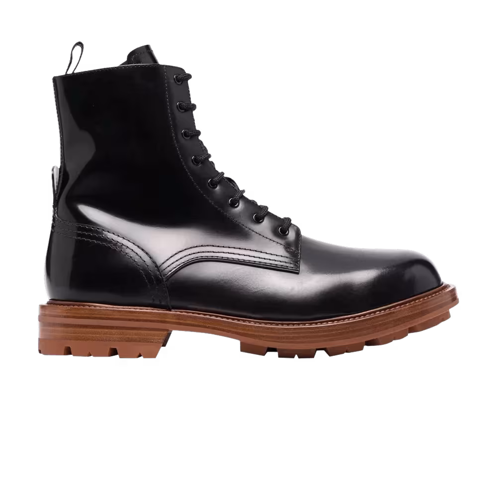 Alexander McQueen Lace-Up Ankle Boot Black Cedar Brown