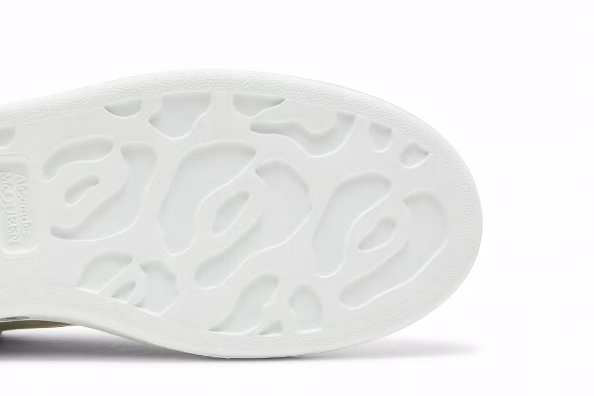 Alexander McQueen Women's Oversized Sneaker White Grey Snakeskin, view 6