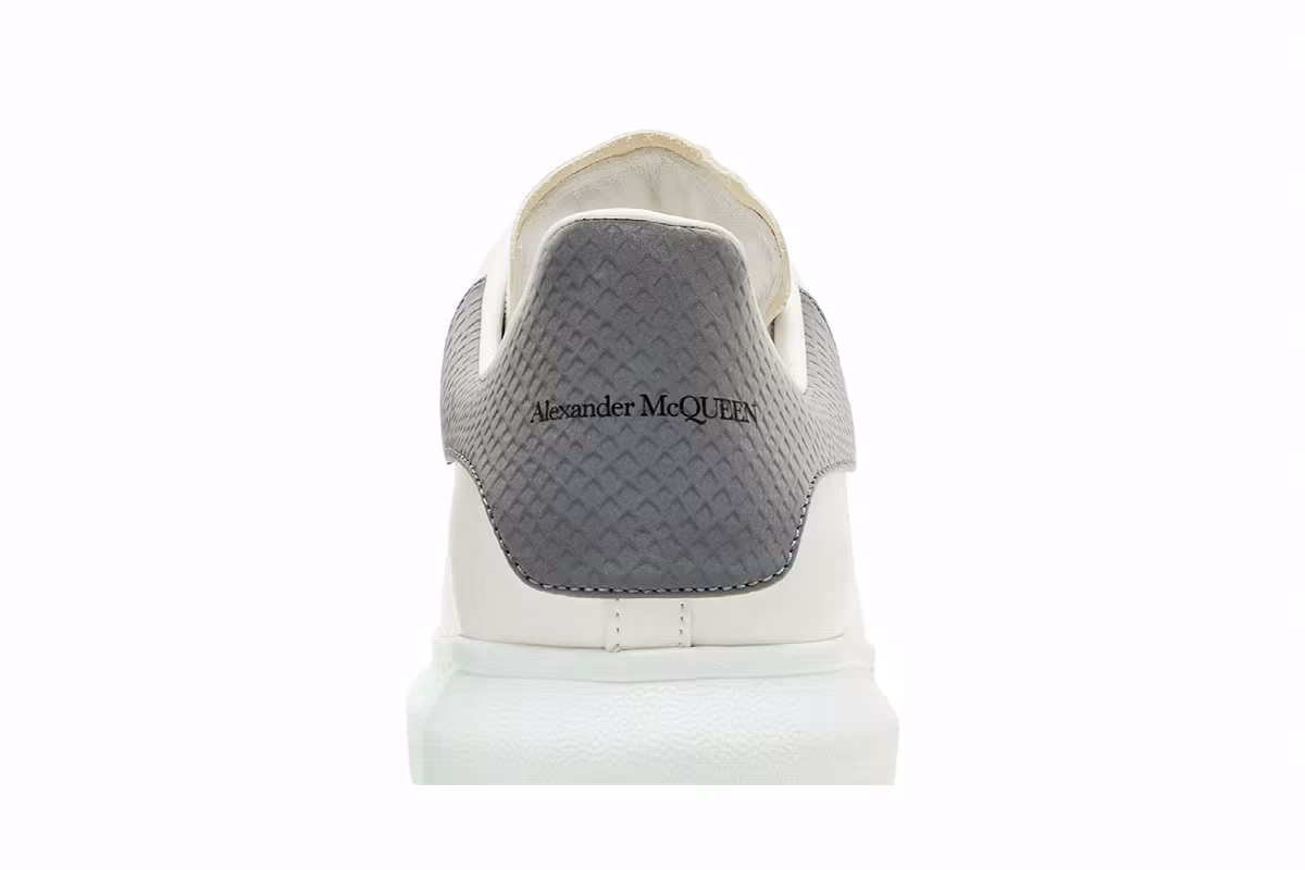 Alexander McQueen Women's Oversized Sneaker White Grey Snakeskin, view 8