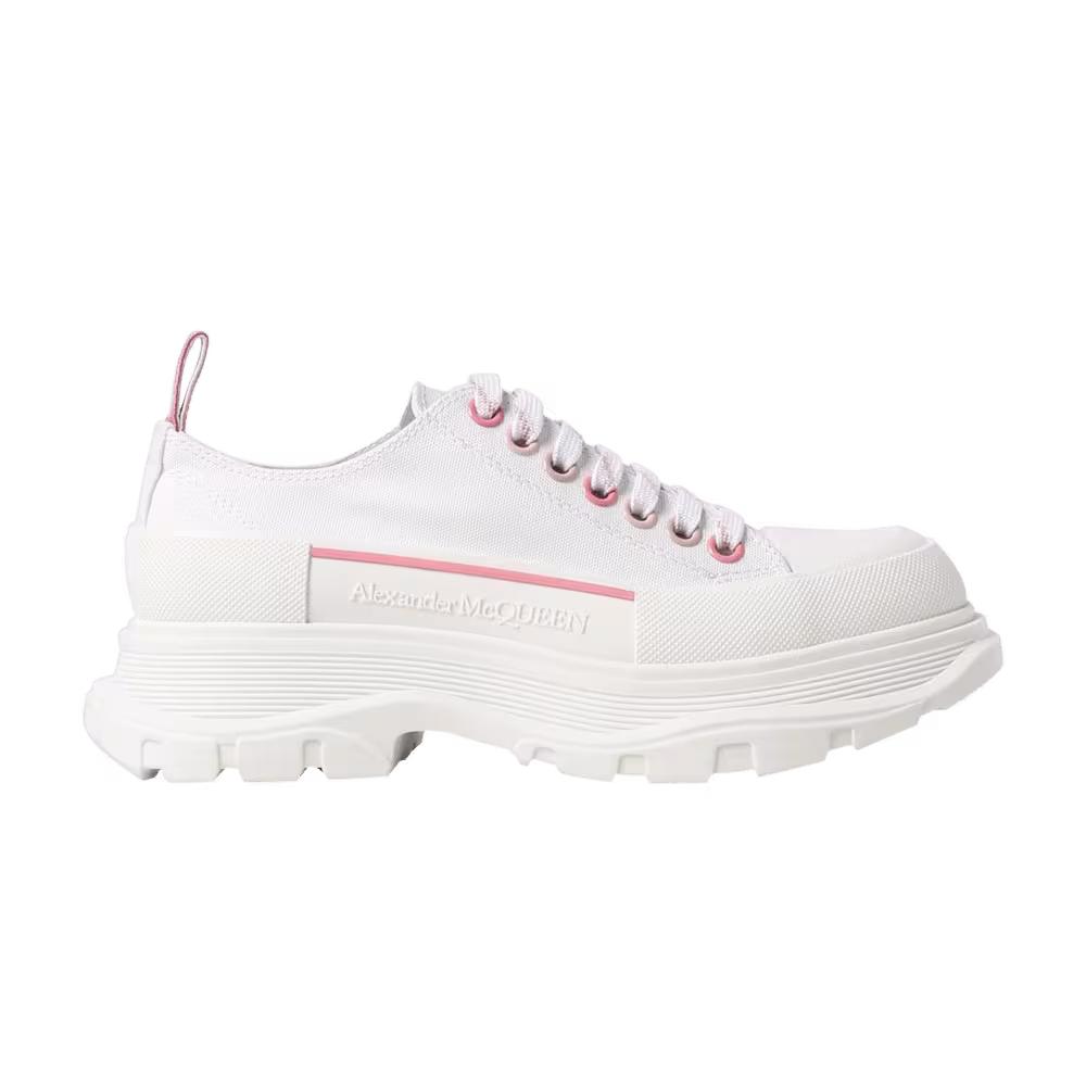 Alexander McQueen Women's Tread Slick Lace Up White Soft Coral