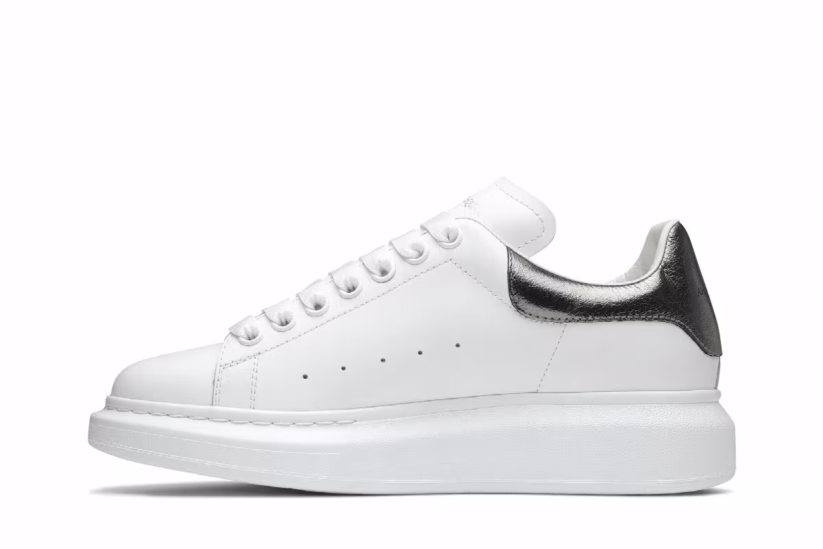 Alexander McQueen Women's Oversized Sneaker Bleach White Silver, view 4