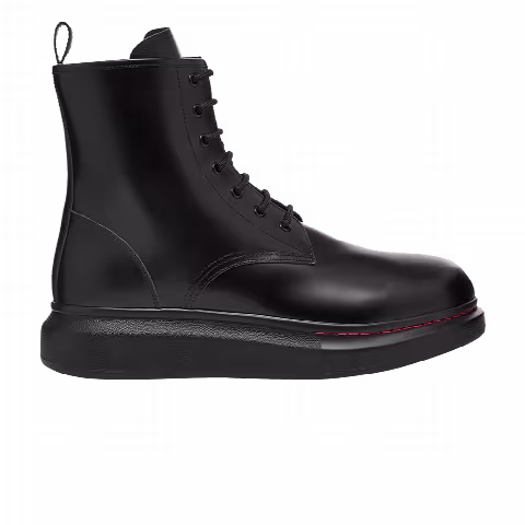 Alexander McQueen Leather Wedge Lace-Up Boot 'Black'