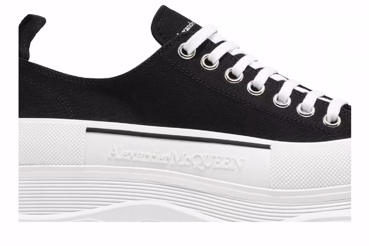 Alexander McQueen Tread Slick Lace Up Black White, view 3