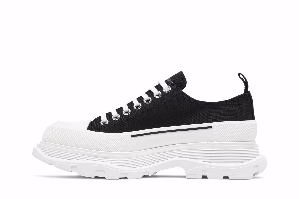 Alexander McQueen Tread Slick Lace Up Black White, view 4