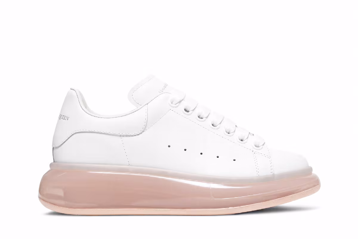 Alexander McQueen Women's Oversized Sneaker White Rose Gold, view 2