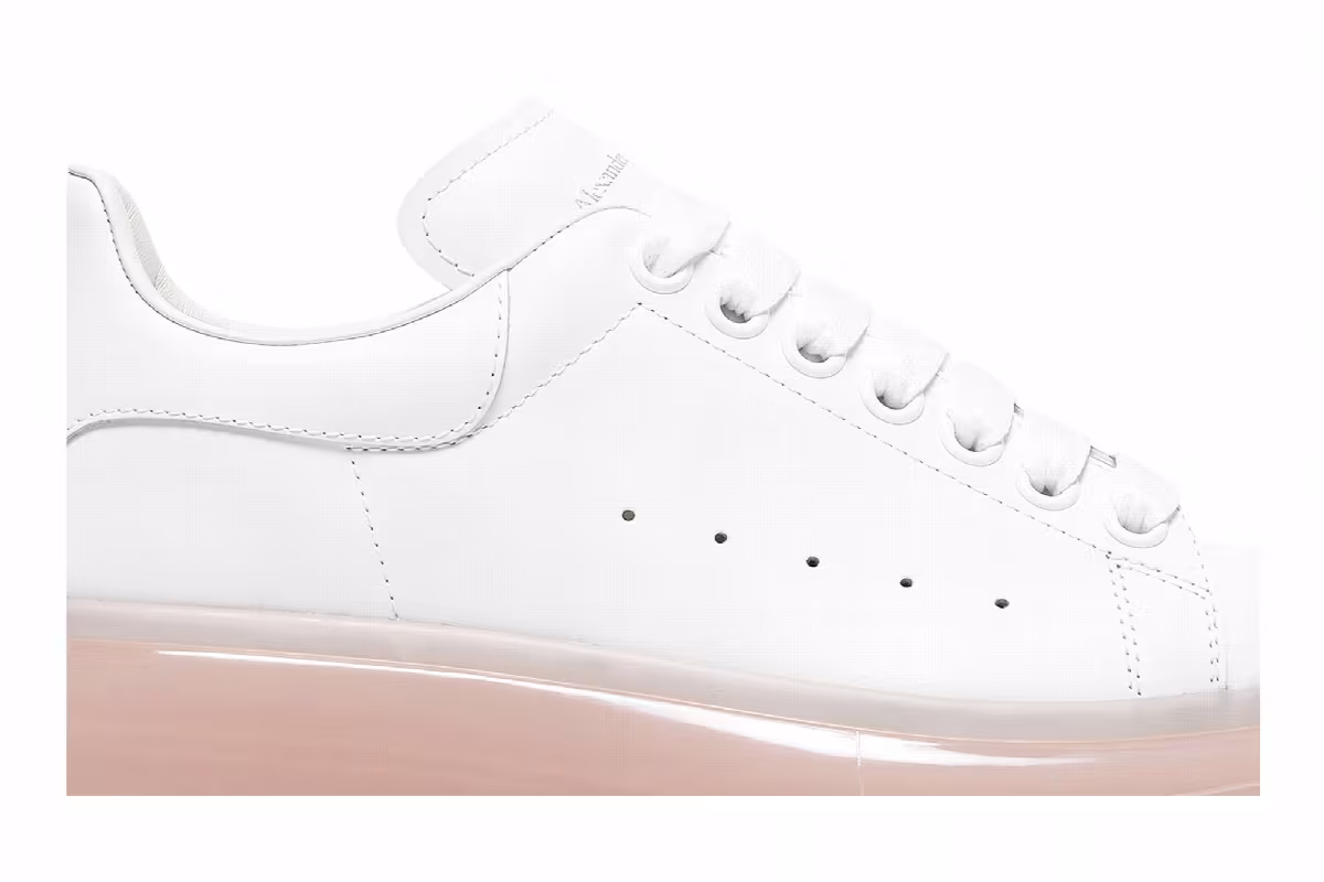 Alexander McQueen Women's Oversized Sneaker White Rose Gold, view 3