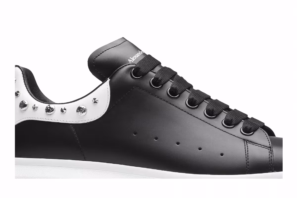 Alexander McQueen Studded Oversized Sneaker White Black, view 3