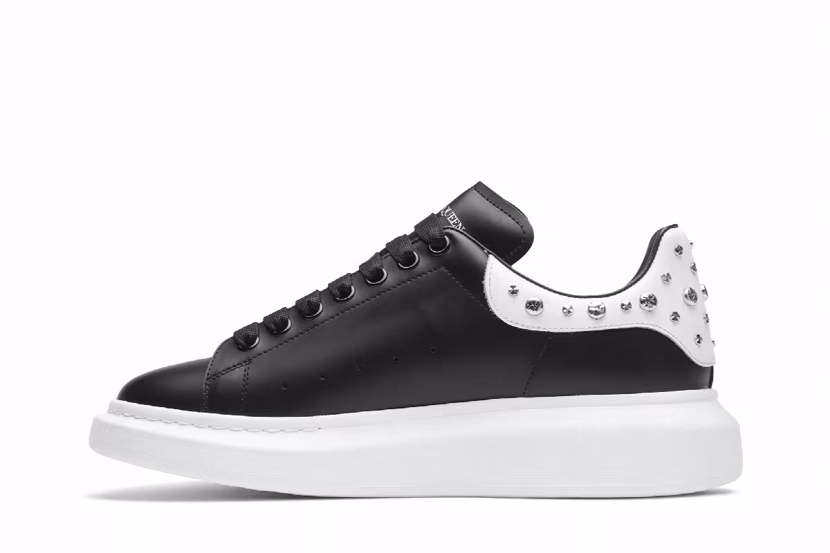 Alexander McQueen Studded Oversized Sneaker White Black, view 4