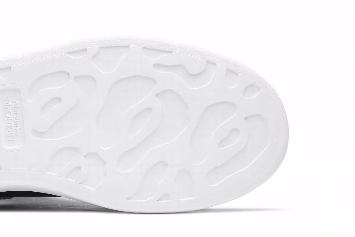 Alexander McQueen Studded Oversized Sneaker White Black, view 6